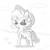 Size: 1650x1650 | Tagged: safe, artist:tjpones, rarity, alicorn, bat pony, bat pony alicorn, pony, g4, alicornified, bat ponified, beach, cheek fluff, chest fluff, ear fluff, fangs, female, hat, mare, monochrome, race swap, raised hoof, raricorn, sketch, smiling, solo, species swap, sun hat, sunglasses