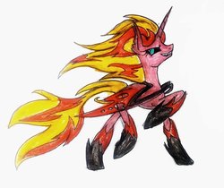 Size: 974x820 | Tagged: safe, sunset shimmer, alicorn, pony, equestria girls, g4, my little pony equestria girls, equestria girls ponified, female, ponified, solo, sunset satan, traditional art