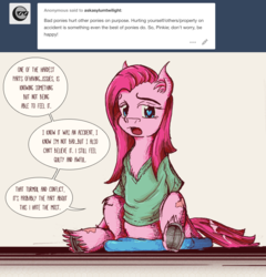 Size: 881x917 | Tagged: safe, artist:dreamingnoctis, pinkie pie, earth pony, pony, ask asylum twilight, g4, ask, clothes, female, heart eyes, pinkamena diane pie, solo, tumblr, underhoof, unshorn fetlocks, wingding eyes