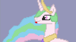 Size: 1000x562 | Tagged: safe, artist:rumista, princess celestia, alicorn, pony, g4, :p, animated, ear flick, female, gif, mare, pixel art, silly, solo, tongue out