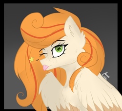 Size: 1309x1200 | Tagged: safe, artist:neon line, oc, oc only, oc:megan rouge, pegasus, pony, ;p, female, smiling, solo