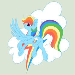 Size: 3000x3000 | Tagged: safe, artist:whiten747, rainbow dash, pony, g4, cloud, cutie mark, female, high res, solo, spread wings, wings