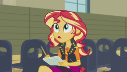 Size: 1280x720 | Tagged: safe, screencap, sunset shimmer, equestria girls, equestria girls series, g4, rarity investigates: the case of the bedazzled boot, female, geode of empathy, solo