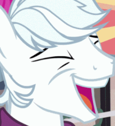 Size: 306x335 | Tagged: safe, editor:horsesplease, screencap, double diamond, earth pony, pony, g4, to where and back again, animated, faic, gif, laughing, male, meme, smiling, solo, stallion, vibrating, x intensifies, xd