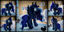 Size: 1024x510 | Tagged: safe, artist:werdunfo, princess luna, alicorn, pony, g4, cute, ethereal mane, female, irl, mare, photo, plushie, spread wings, wings