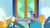 Size: 1366x768 | Tagged: safe, screencap, gallus, ocellus, sandbar, silverstream, smolder, twilight sparkle, yona, alicorn, pony, g4, my little pony: friendship is magic, school daze, cheering, raised hoof, student six, twilight sparkle (alicorn), waterfall