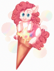 Size: 1632x2160 | Tagged: safe, artist:rizzych, pinkie pie, earth pony, pony, g4, colored hooves, cute, diapinkes, ear fluff, eating, female, food, ice cream, mare, solo, tongue out