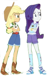 Size: 173x273 | Tagged: safe, artist:php77, edit, edited screencap, editor:php77, screencap, applejack, rarity, equestria girls, g4, my little pony equestria girls: legend of everfree, background removed, duo, simple background, transparent background