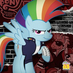 Size: 1080x1080 | Tagged: source needed, safe, rainbow dash, g4, official, '83, 80s, glam metal, glam rock, glam rock dash, hard rock, mohawk, rock (music)