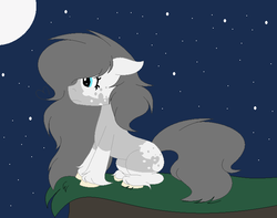 Size: 742x584 | Tagged: safe, artist:roseloverofpastels, oc, oc only, oc:rosy, earth pony, pony, female, mare, night, sitting, solo
