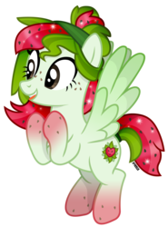 Size: 2880x3900 | Tagged: safe, artist:a4r91n, oc, oc only, oc:watermelana, pegasus, pony, biting, flying, food, freckles, gradient hooves, high res, multicolored hair, simple background, tongue bite, transparent background, vector
