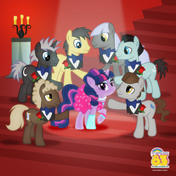 Size: 1080x1080 | Tagged: safe, bruce mane, caesar, count caesar, dark moon, graphite, sealed scroll, star gazer, twilight sparkle, earth pony, pony, unicorn, g4, official, '83, 80s, clothes, cute, diamonds are a girl's best friend (song), dress, female, gentlemen prefer blondes, harry trotter, madonna, male, mare, marilyn monroe, material girl, pop princess twilight, stallion, straight, sweet dreams fuel, twilight sparkle gets all the stallions