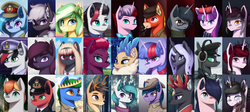 Size: 1404x630 | Tagged: safe, artist:mrscroup, fizzlepop berrytwist, starlight glimmer, tempest shadow, twilight sparkle, velvet (tfh), oc, oc:icy breeze, oc:queen gytha, oc:rosa maledicta, oc:silver soldier, oc:trimmel, bat pony, changeling, changeling queen, deer, pony, reindeer, undead, unicorn, equestria at war mod, them's fightin' herds, g4, bat pony oc, bust, clothes, community related, corrupted, corrupted twilight sparkle, cute, female, general, hat, hearts of iron 4, portrait, stalin glimmer, sunrise sparkle