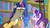 Size: 1920x1080 | Tagged: safe, screencap, discord, starlight glimmer, draconequus, pony, unicorn, a matter of principals, g4, my little pony: friendship is magic, alternate hairstyle, bookshelf, boomerang (tv channel), duo, female, ladder, male, mane swap, mare, twilight wig, wig