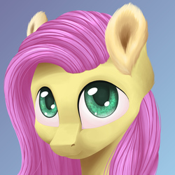 Size: 5120x5120 | Tagged: safe, artist:scalestroke315, fluttershy, pegasus, pony, g4, absurd resolution, bust, female, gradient background, looking at you, looking up, looking up at you, mare, portrait, solo