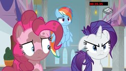 Size: 1920x1080 | Tagged: safe, screencap, pinkie pie, rainbow dash, rarity, a matter of principals, g4, boomerang (tv channel), wet mane rainbow dash