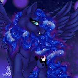 Size: 1000x1000 | Tagged: safe, artist:stainedglasslighthea, princess luna, alicorn, pony, g4, female, looking at you, mare, solo