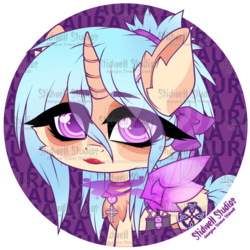 Size: 1024x1024 | Tagged: safe, artist:stidwellstudios, oc, oc only, pony, unicorn, bow, eye clipping through hair, eyelashes, hair bow, horn, lipstick, makeup, obtrusive watermark, simple background, solo, transparent background, unicorn oc, watermark