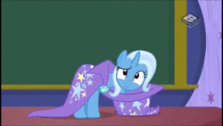 Size: 1920x1080 | Tagged: safe, edit, edited screencap, screencap, discord, gallus, ocellus, silverstream, smolder, trixie, yona, bear, pony, ursa, ursa major, a matter of principals, g4, no second prances, angry, animated, boomerang (tv channel), cape, classroom, clothes, dreamworks face, hat, nose in the air, smiling, sound, trixie's cape, trixie's hat, webm, yelling