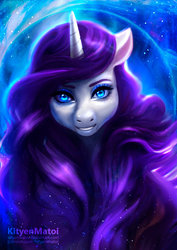 Size: 1024x1447 | Tagged: safe, artist:kityenmatoi, rarity, anthro, g4, female, looking at you, solo, stars