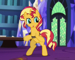 Size: 880x700 | Tagged: safe, screencap, sunset shimmer, pony, unicorn, equestria girls, equestria girls specials, g4, mirror magic, adorable distress, animated, bipedal, cropped, cute, female, in the human world for too long, losing balance, no sound, shimmerbetes, weapons-grade cute, webm