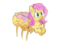 Size: 3507x2480 | Tagged: safe, artist:aemuhn, fluttershy, monster pony, original species, spiderpony, comic:children of everfree, g4, atg 2018, cute, female, high res, multiple eyes, newbie artist training grounds, shyabetes, smiling, solo, species swap, spidershy