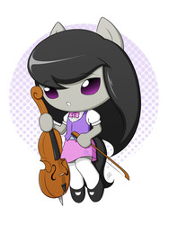 Size: 750x1000 | Tagged: safe, artist:jdan-s, octavia melody, earth pony, anthro, g4, cello, chibi, clothes, equestria girls outfit, female, looking at you, musical instrument, pixiv, solo