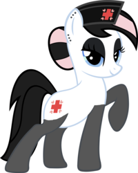 Size: 4794x6000 | Tagged: safe, artist:icicle-niceicle-1517, artist:slb94, edit, nurse redheart, earth pony, pony, g4, absurd resolution, bedroom eyes, clothes, dyed mane, ear piercing, earring, eyeshadow, female, goth, jewelry, looking at you, makeup, mare, nurse, nylon, old cutie mark, piercing, pose, raised hoof, rarity pose, simple background, socks, solo, stockings, thigh highs, transparent background