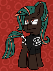 Size: 1050x1400 | Tagged: safe, artist:threetwotwo32232, oc, oc only, oc:fasti duex, earth pony, pony, clothes, glasses, male, shirt, solo, stallion, t-shirt