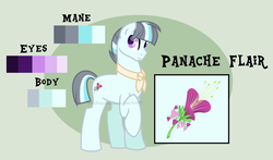 Size: 1639x966 | Tagged: safe, artist:ipandacakes, oc, oc only, oc:panache flair, earth pony, pony, male, offspring, parent:coco pommel, parent:silver shill, parents:silverpommel, reference sheet, solo