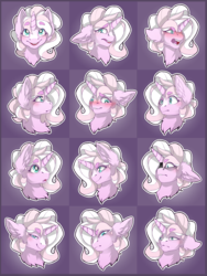 Size: 1500x1995 | Tagged: safe, artist:taiga-blackfield, oc, oc only, oc:marshmallow fluff, pony, expressions, solo