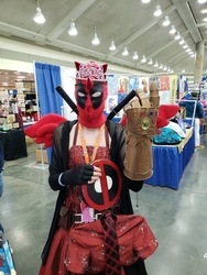 Size: 1536x2048 | Tagged: safe, oc, oc:princess deadpool, alicorn, pony, bronycon, barely pony related, clothes, convention, cosplay, costume, crossover, deadpool, infinity gauntlet, irl, marvel, photo, princess, we're all doomed, xk-class end-of-the-world scenario