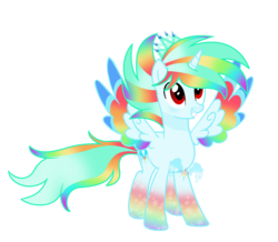 Size: 1848x1608 | Tagged: dead source, safe, artist:rainbows-skies, oc, oc only, oc:water star, alicorn, pony, base used, colored wings, male, multicolored hair, multicolored wings, rainbow power, simple background, solo, spread wings, stallion, transparent background, wings