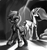 Size: 3539x3732 | Tagged: safe, artist:ponsce, princess celestia, rainbow dash, alicorn, pegasus, pony, g4, black and white, clothes, female, grayscale, high res, jacket, leather jacket, mare, monochrome