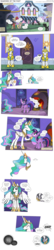 Size: 1500x6981 | Tagged: safe, artist:perfectblue97, princess celestia, twilight sparkle, zecora, alicorn, earth pony, pegasus, pony, unicorn, zebra, comic:shadows of the past, g4, blushing, buy some apples, canterlot, censored dialogue, censored vulgarity, clothes, comic, crying, fireplace, glowing, glowing horn, hoodie, horn, magic, marco diaz, novelty censor, ponified, racism, royal guard, scissors, silhouette, solid censor, star butterfly, star vs the forces of evil, telekinesis