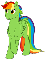 Size: 616x783 | Tagged: safe, artist:mythpony, oc, oc only, oc:trus nam, pegasus, pony, male, rainbow hair, raised hoof, simple background, solo, stallion, white background