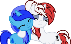 Size: 4000x2488 | Tagged: safe, anonymous artist, oc, oc only, pony, unicorn, female, hug, mare, simple background, transparent background, vector