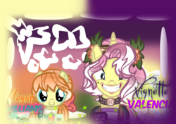 Size: 1024x720 | Tagged: safe, artist:yaycelestia0331, megan williams, vignette valencia, earth pony, pony, unicorn, equestria girls, equestria girls series, g4, rollercoaster of friendship, base used, cute, equestria girls ponified, faic, grin, hnnng, megandorable, ponified, pony megan, smiling, text, weapons-grade cute