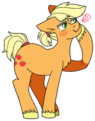 Size: 720x913 | Tagged: safe, artist:/d/non, applejack, earth pony, pony, g4, applejack (male), eyeshadow, lipstick, makeup, male, rule 63, simple background, solo, stallion