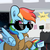 Size: 1650x1650 | Tagged: safe, artist:tjpones, rainbow dash, oc, oc:brownie bun, pegasus, pony, g4, cash register, city, clothes, coat, disguise, dye, female, hair dye, jacket, mare, money, night, poster, sky, stars, sunglasses, trenchcoat, wanted poster, window