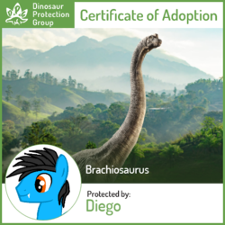 Size: 450x450 | Tagged: safe, artist:ds59, oc, oc:dragun shot, brachiosaurus, dinosaur, dinosaur protection group, jurassic world, jurassic world: fallen kingdom