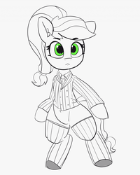 Size: 1280x1603 | Tagged: safe, artist:pabbley, applejack, earth pony, pony, g4, 30 minute art challenge, alternate hairstyle, clothes, female, mare, partial color, solo, standing