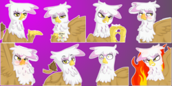 Size: 1280x640 | Tagged: safe, artist:flash_draw, gilda, griffon, g4, abstract background, angry, female, grumpy, solo, spread wings, telegram sticker, wings