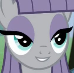 Size: 253x249 | Tagged: safe, screencap, maud pie, earth pony, pony, g4, the maud couple, cropped, female, grin, lidded eyes, mare, smiling, solo, when she smiles