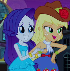 Size: 887x910 | Tagged: safe, screencap, applejack, rarity, equestria girls, g4, my little pony equestria girls, cropped, discussion in the comments, duo, fall formal outfits, female, holding hands, shipping fuel