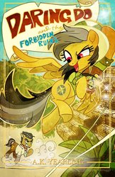Size: 1325x2048 | Tagged: safe, artist:sophie scruggs, daring do, doctor caballeron, earth pony, pegasus, pony, g4, clothes, duo, female, male, stallion, treasure, treasure chest