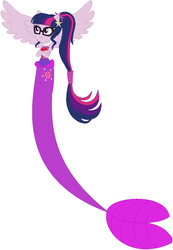 Size: 704x1018 | Tagged: safe, artist:selenaede, artist:user15432, sci-twi, twilight sparkle, mermaid, starfish, equestria girls, g4, base used, clothes, cutie mark on human, fins, glasses, hasbro, hasbro studios, jewelry, long tail, mermaid princess, mermaid sci-twi, mermaid tail, mermaidized, necklace, pearl necklace, ponied up, sci-twilicorn, solo, species swap, tail, wings