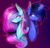 Size: 1024x989 | Tagged: safe, artist:chaospuschel, oc, oc only, pony, blue, bust, couple, evil, fluffy, portrait