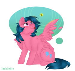 Size: 1200x1130 | Tagged: safe, artist:jadejellie, firefly, firefly (insect), pony, g1, female, sitting, solo, tongue out