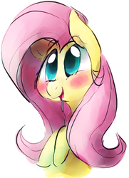 Size: 446x617 | Tagged: safe, artist:dotkwa, fluttershy, pegasus, pony, g4, blushing, cute, drool, female, looking at something, looking up, mare, open mouth, shyabetes, simple background, smiling, solo, white background